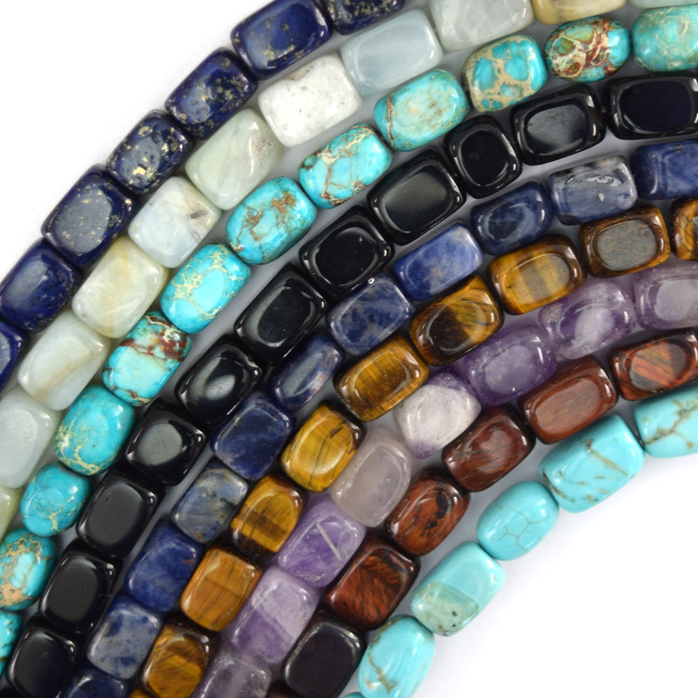 6x9mm Various Gemstones Pebble Nugget Beads 15" Strand Amethyst Lapis Tiger Eye