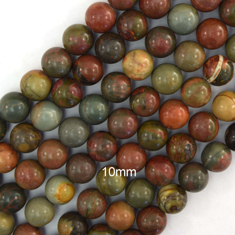 Natural Multicolor Picasso Jasper Round Beads 15" Strand 4mm 6mm 8mm 10mm 12mm