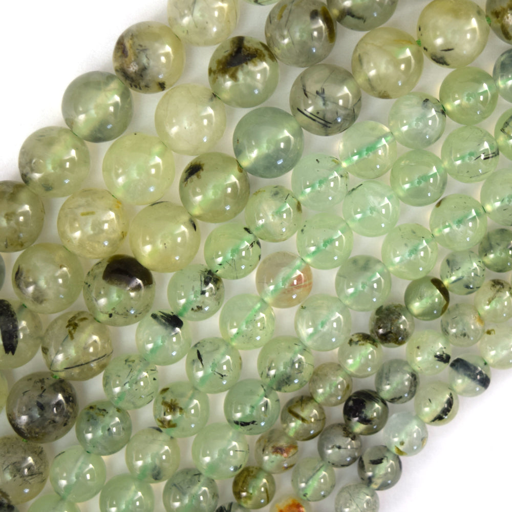 Natural Green Prehnite Round Beads Gemstone 15.5