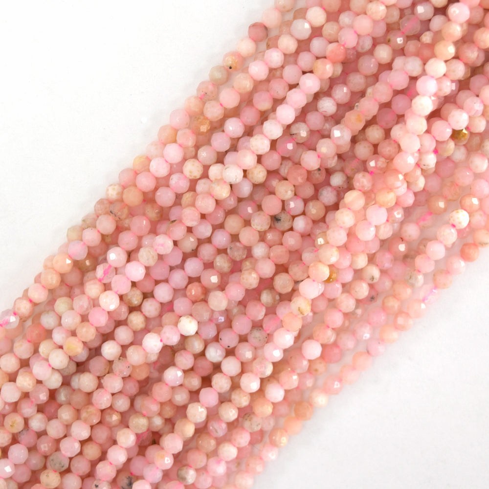 AA Natural Faceted Peruvian Pink Opal Round Beads 15.5