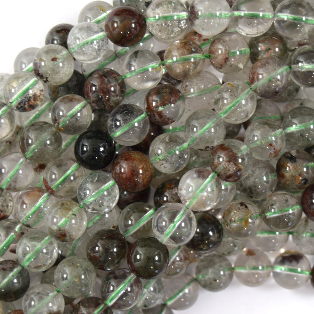 Natural Green Phantom Quartz Round Beads Gemstone 15.5" Strand 6mm 8mm 10mm S2