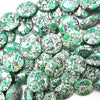 12mm green mosaic flower turquoise coin beads 15.5