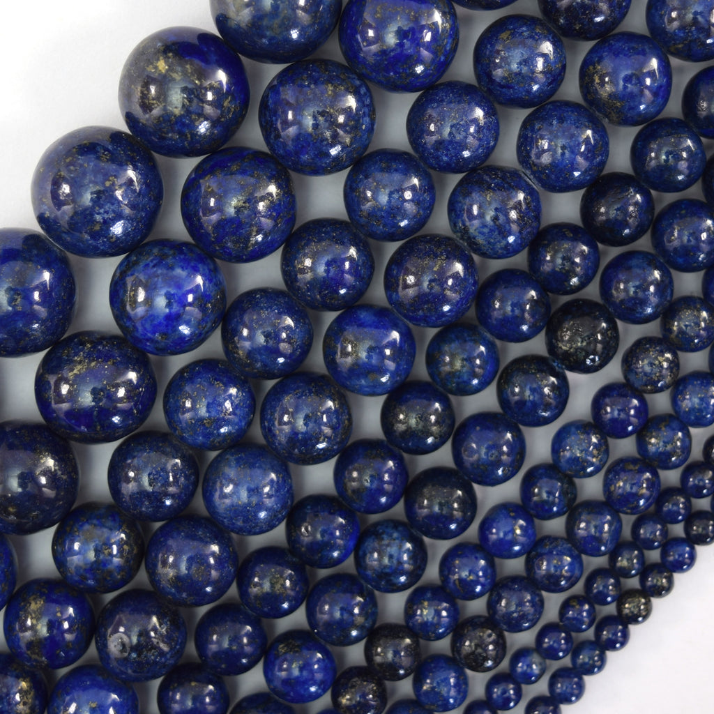 Blue Lapis Lazuli Round Beads 15" Strand 2mm 3mm 4mm 6mm 8mm 10mm 12mm 14mm
