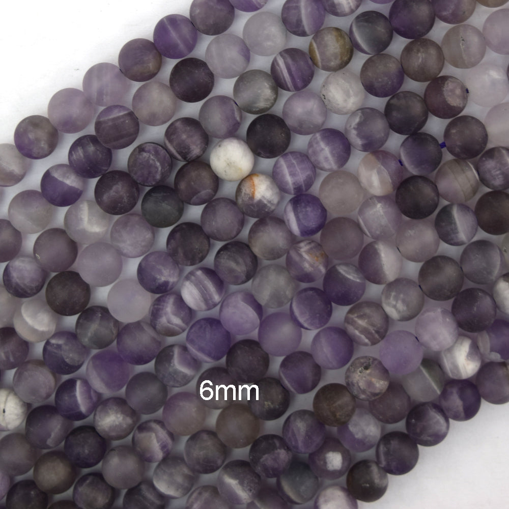 Natural Matte Purple Amethyst Round Beads 15" Strand 4mm 6mm 8mm 10mm 12mm