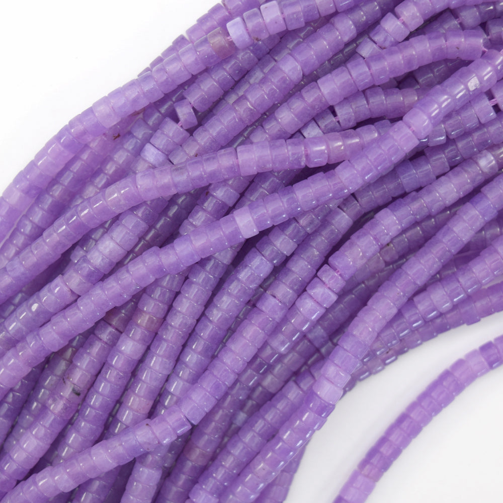 Purple Colored Jade Heishi Disc Beads Gemstone 15.5