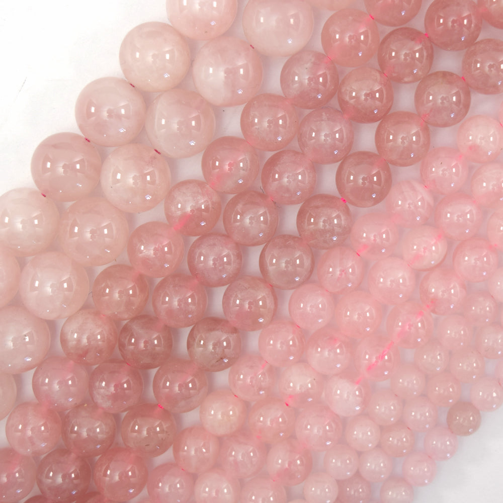 Natural Madagascar Pink Rose Quartz Round Beads 15.5" 6mm 8mm 10mm 12mm S1