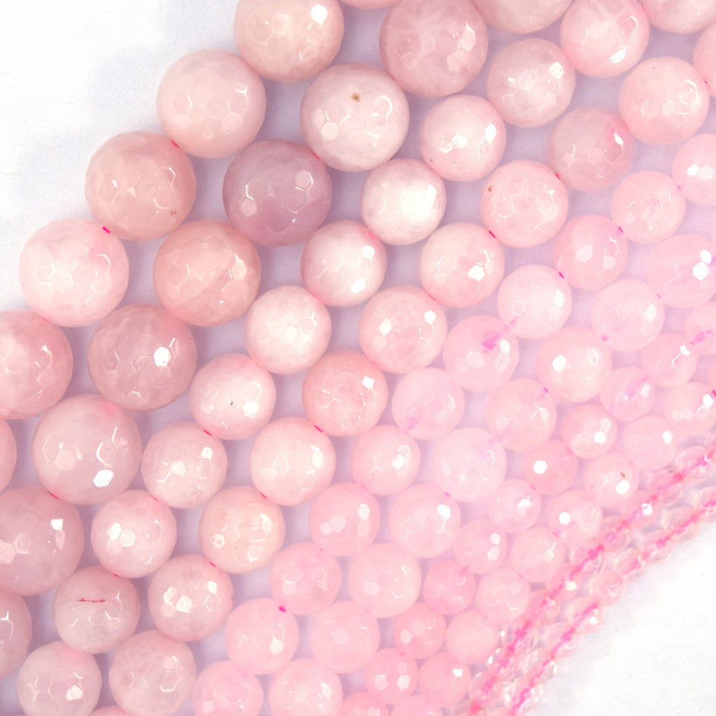 Natural Faceted Pink Rose Quartz Round Beads 15" Strand 4mm 6mm 8mm 10mm 12mm