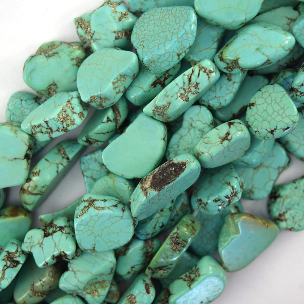 16mm - 22mm green turquoise freeform slab slice nugget beads 15.5