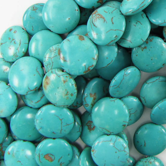 20mm blue turquoise coin gemstone beads 15