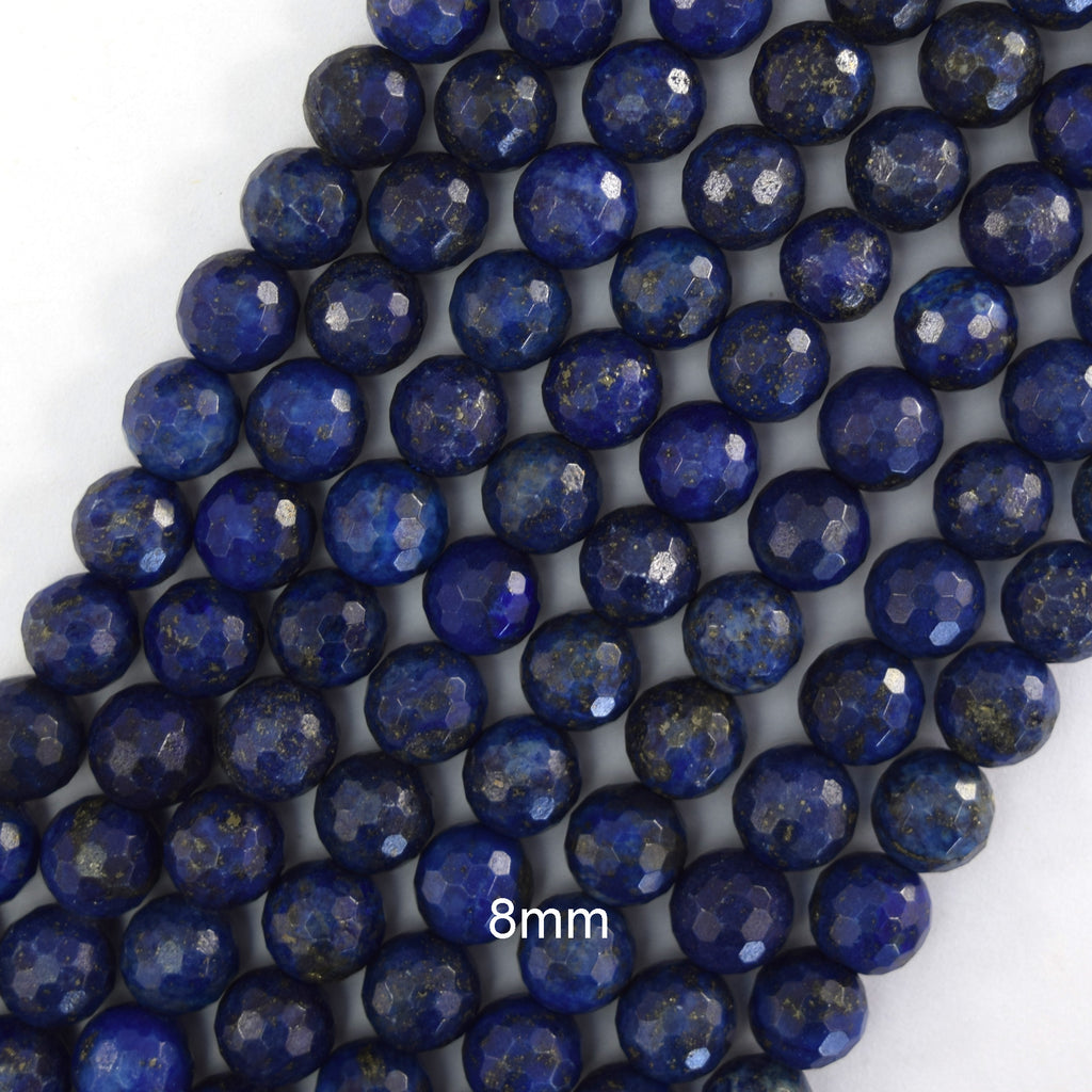 Faceted Blue Lapis Lazuli Round Beads 15" Strand 2mm 3mm 4mm 6mm 8mm 10mm