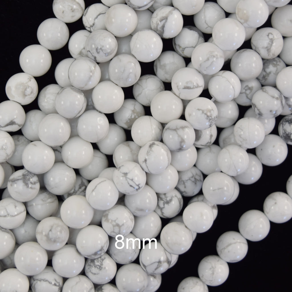 Natural White Howlite Round Beads Gemstone 15" Strand 4mm 6mm 8mm 10mm 12mm