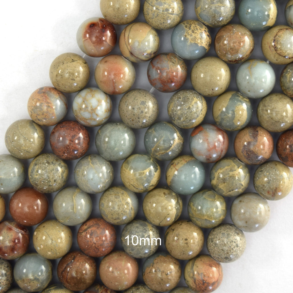 Natural Brown Blue Snake Skin Jasper Round Beads 15" Strand 4mm 6mm 8mm 10mm