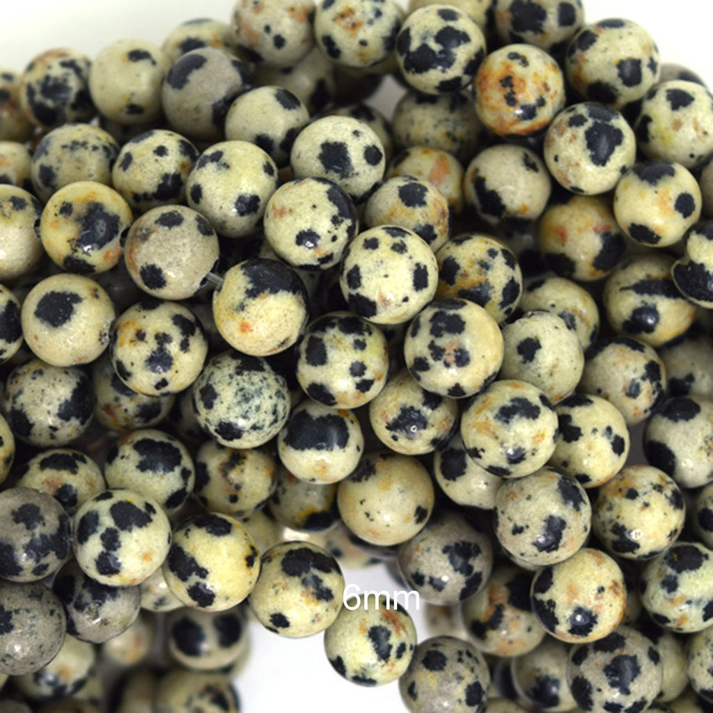 Natural Dalmatian Jasper Round Beads Gemstone 14.5" Strand 4mm 6mm 8mm 10mm 12mm