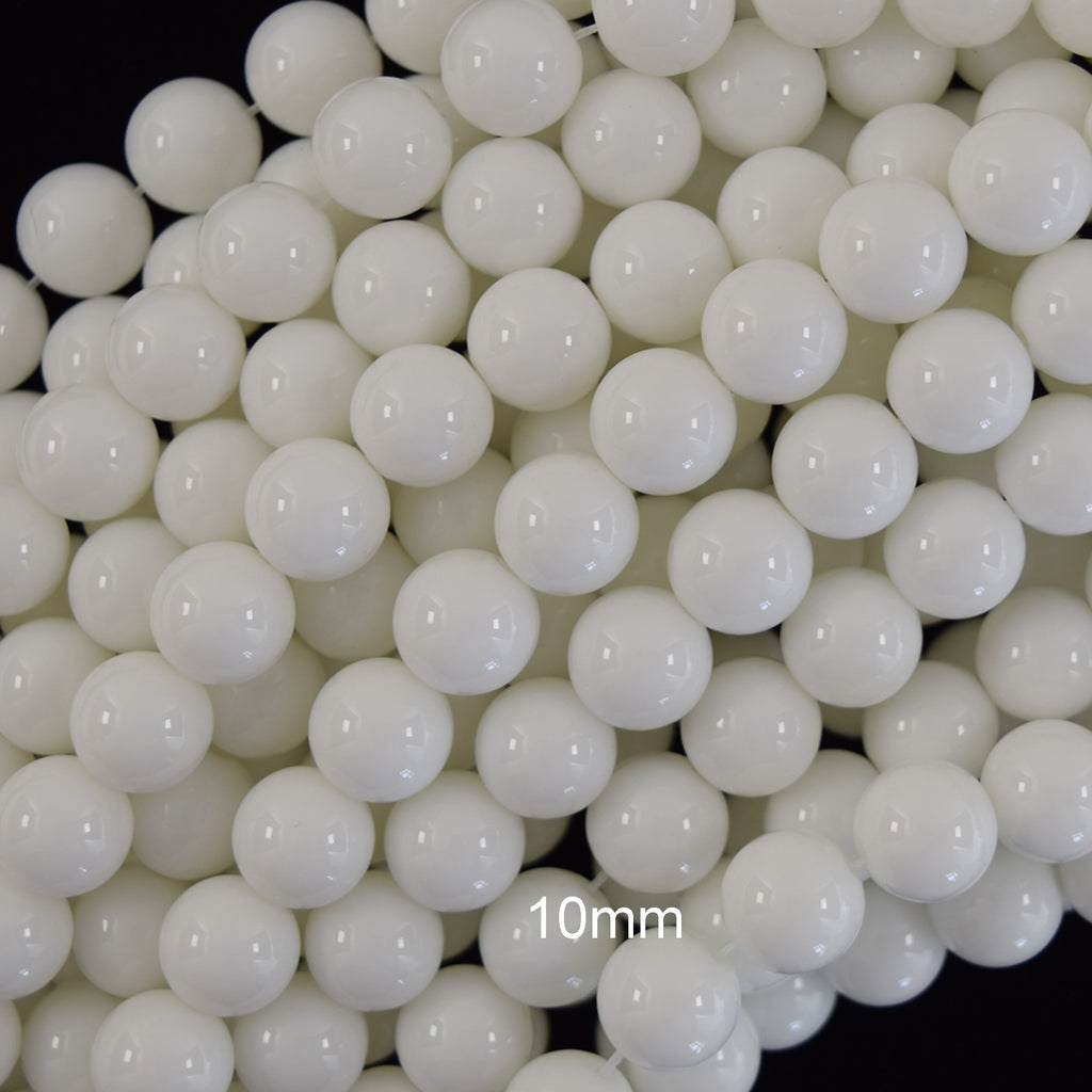 White Jade Round Beads Gemstone 15" Strand 4mm 6mm 8mm 10mm 12mm