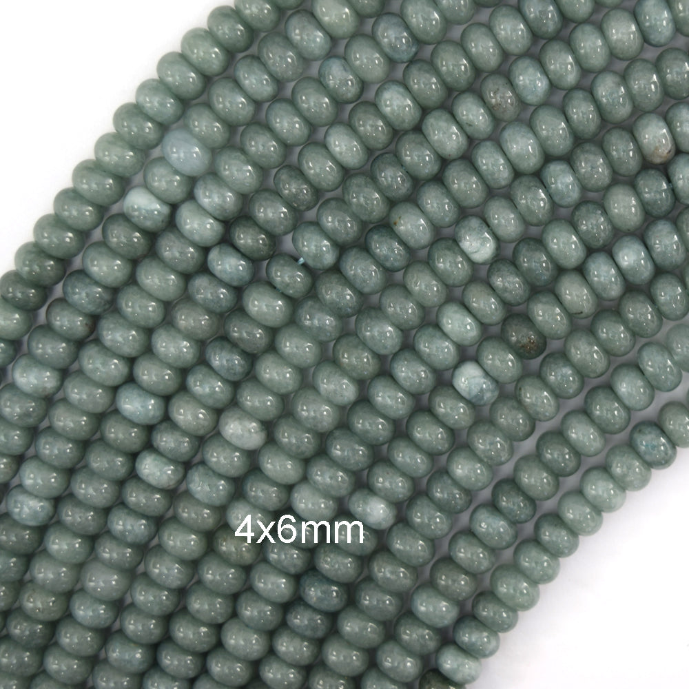 Colored Green Burma Jade Rondelle Button Beads 15