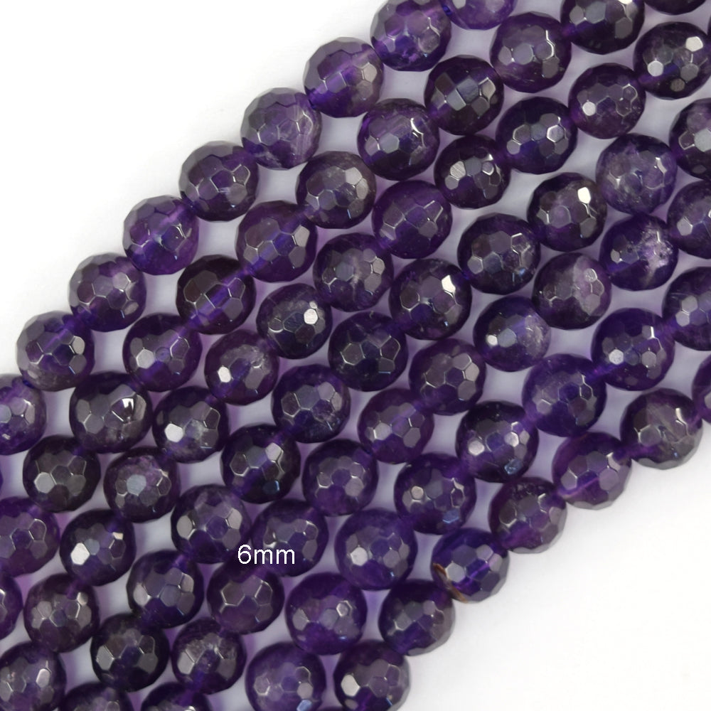 Natural Faceted Purple Amethyst Round Beads 15" Strand 3mm 4mm 6mm 8mm 10mm S1
