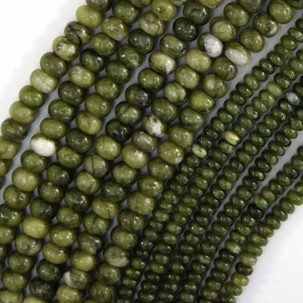 Natural Green Taiwan Jade Rondelle Button Beads Gemstone 15" Strand 4mm 6mm 8mm