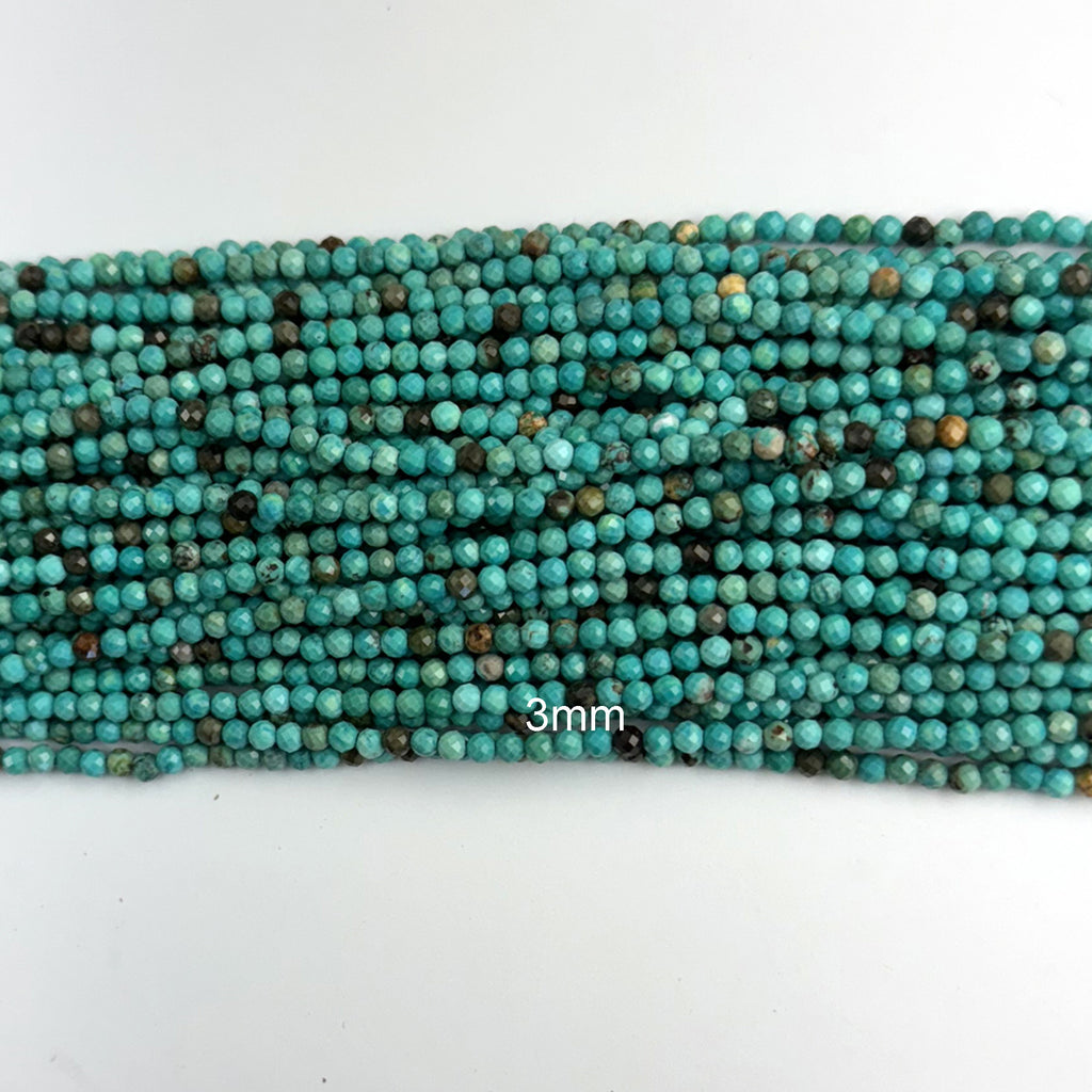 Faceted Green Turquoise Round Beads 15.5" Strand 2mm 3mm 4mm 6mm 8mm 10mm