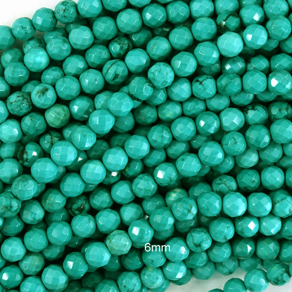 Faceted Green Turquoise Round Beads 15.5" Strand 2mm 3mm 4mm 6mm 8mm 10mm