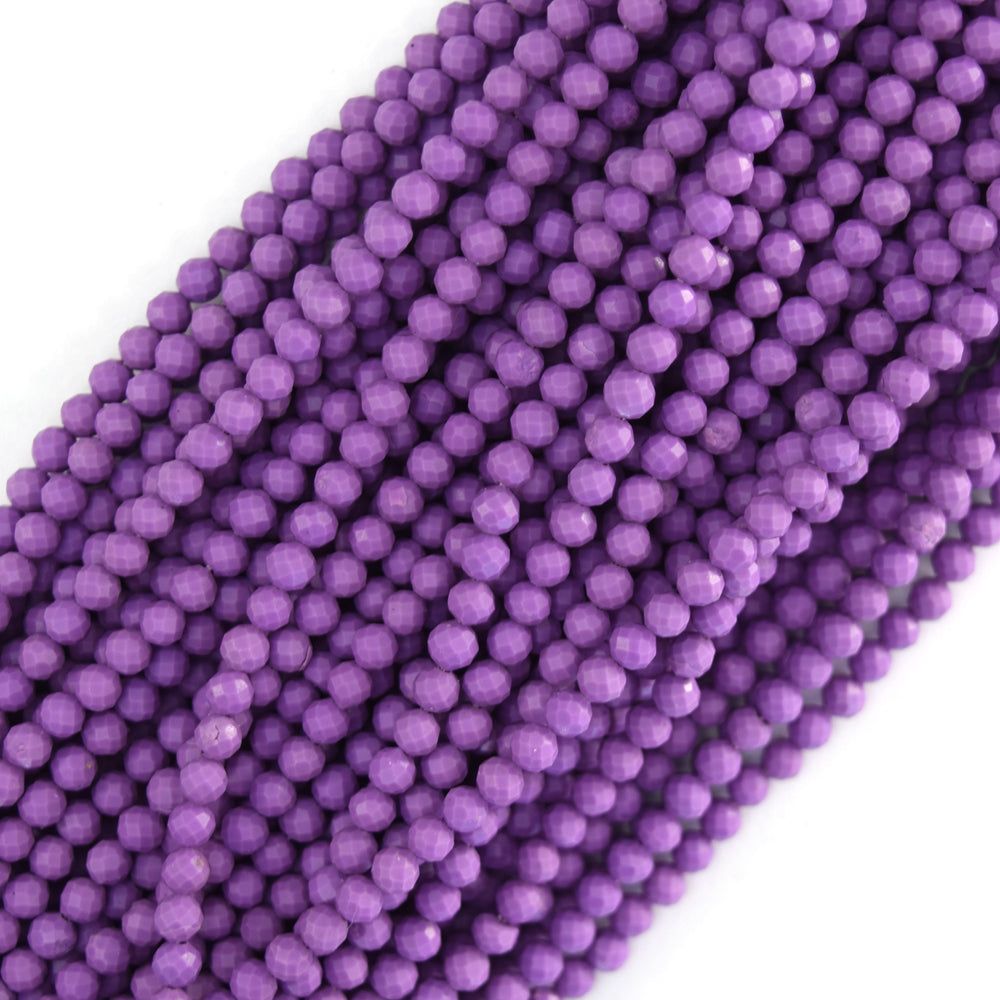 Natural Faceted Purple Phosphosiderite Round Beads 15.5