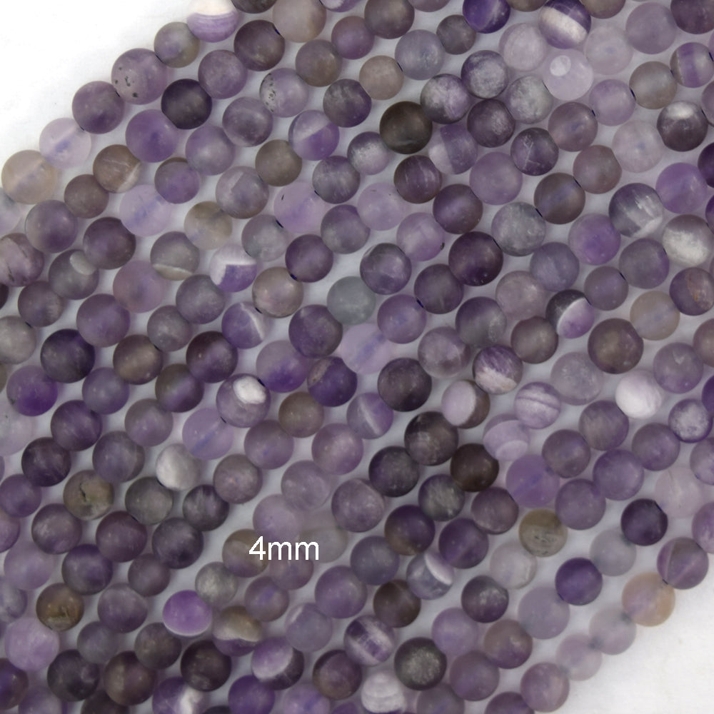 Natural Matte Purple Amethyst Round Beads 15