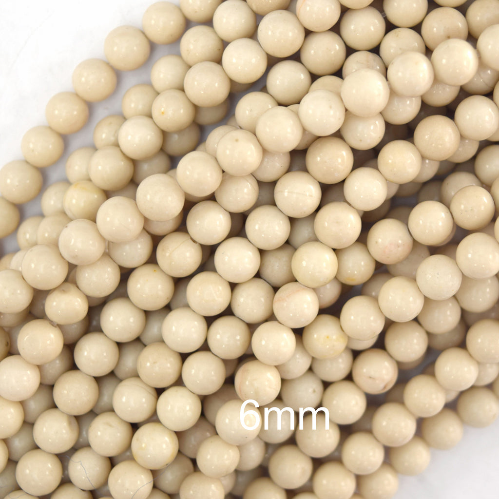 Natural Cream River Stone Round Beads Gemstone 15" Strand 6mm 8mm 10mm