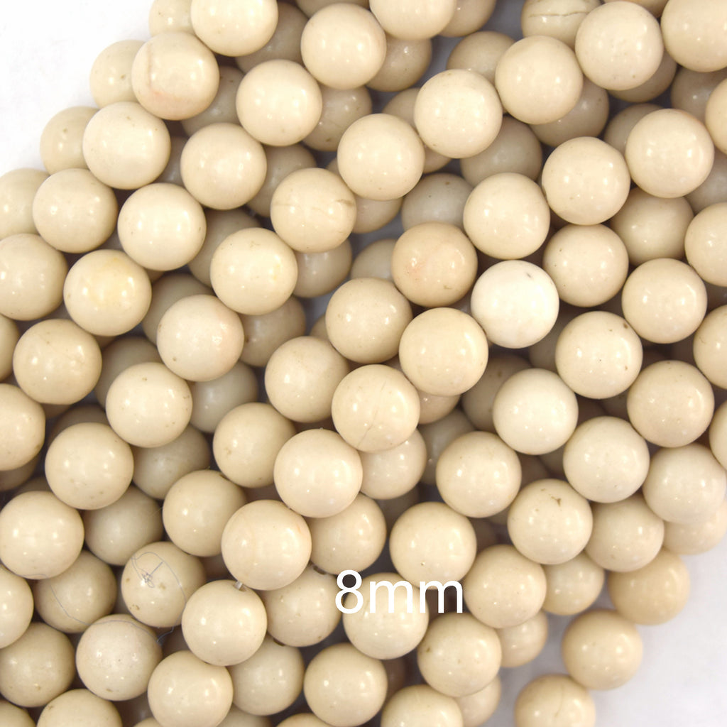 Natural Cream River Stone Round Beads Gemstone 15" Strand 6mm 8mm 10mm