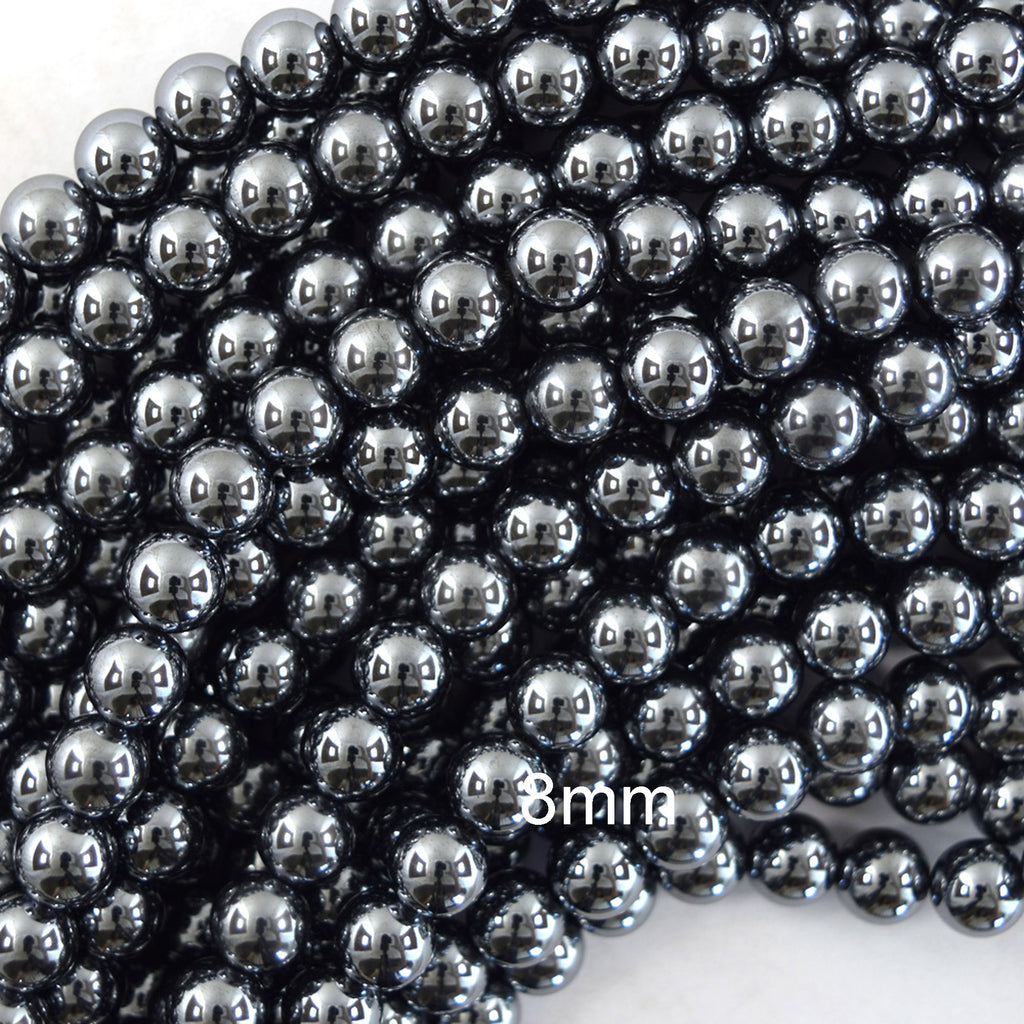 Silver Terahertz Round Beads Gemstone 15" Strand 6mm 8mm 10mm