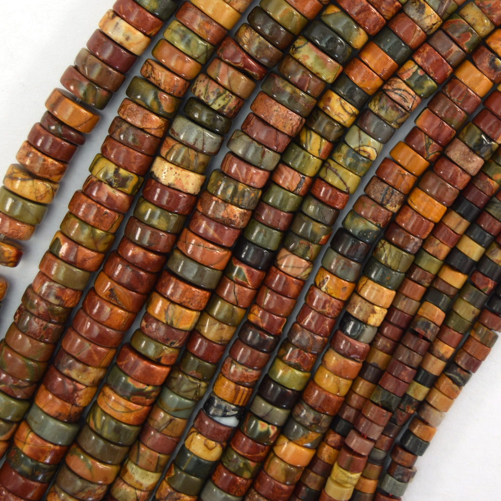 Natural Multicolor Picasso Jasper Heishi Disc Beads 15" Strand 4mm 6mm 8mm