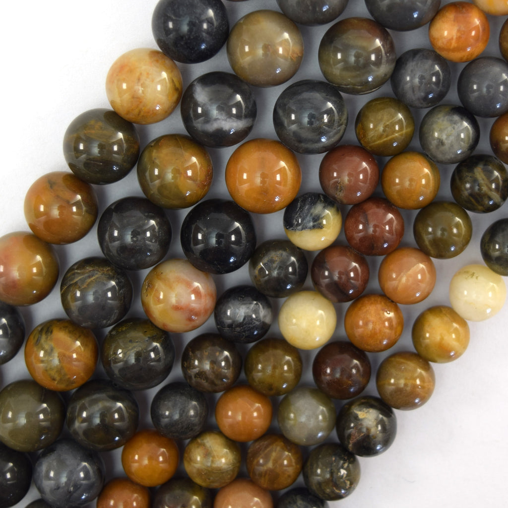 Natural Multicolor Agate Round Beads Gemstone 15" Strand 10mm 12mm S4