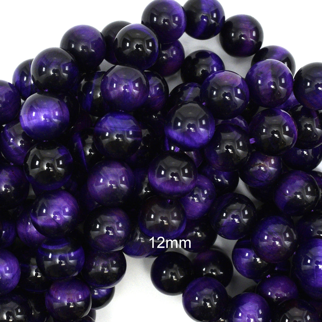 AA Purple Tiger Eye Round Beads Gemstone 15" Strand 4mm 6mm 8mm 10mm 12mm