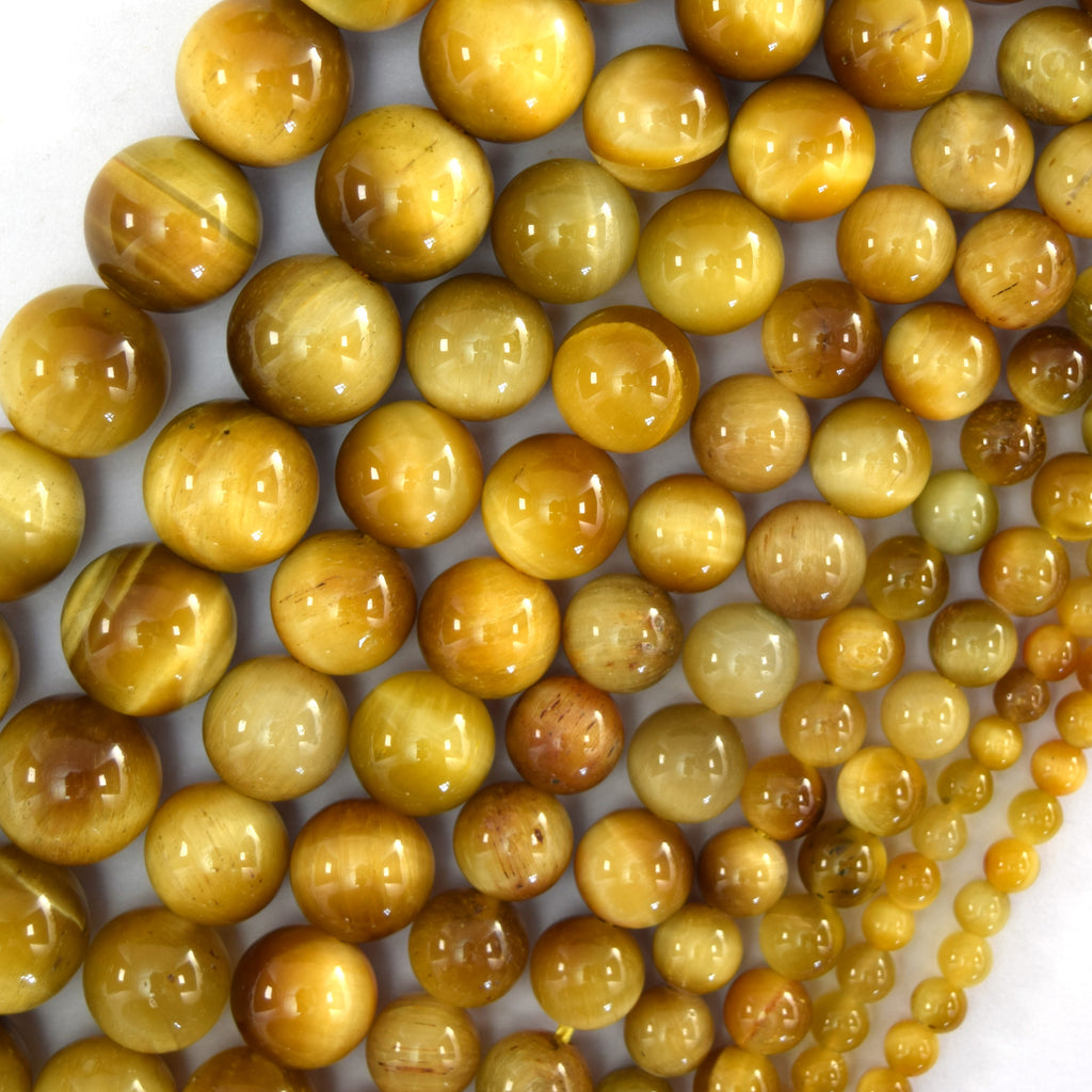 AA Gold Tiger Eye Round Beads Gemstone 15" Strand 4mm 6mm 8mm 10mm 12mm