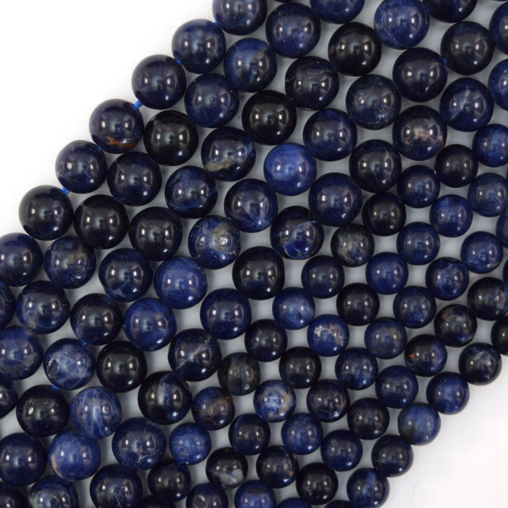 AA Natural Blue Sodalite Round Beads Gemstone 15" Strand 6mm 8mm