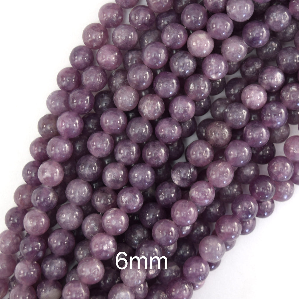 Natural Purple Lepidolite Round Beads Gemstone 15" Strand 4mm 6mm 8mm 10mm S1