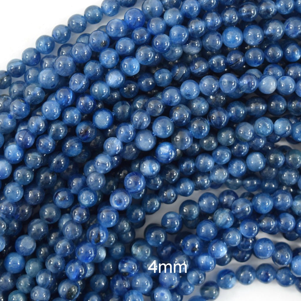 AA Blue Kyanite Round Beads Gemstone 15.5" Strand 4mm 6mm 8mm