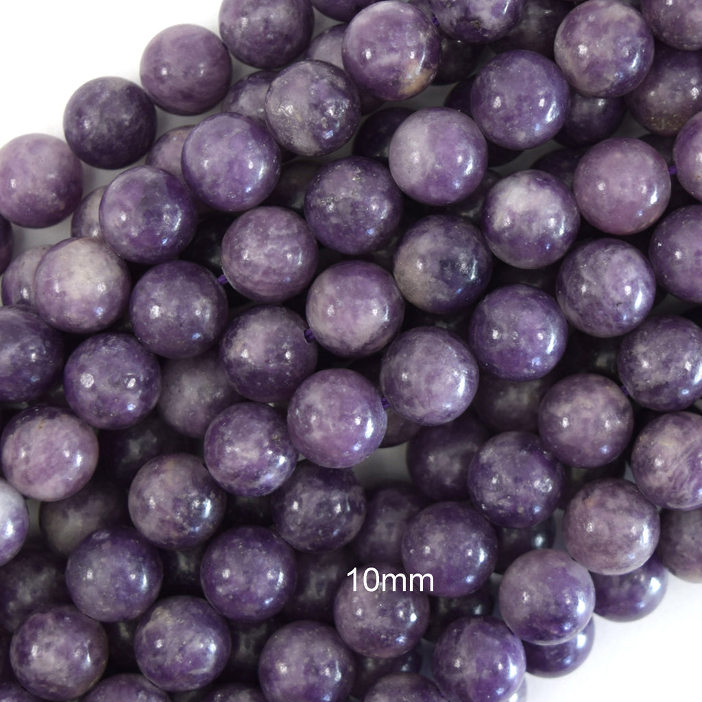 Natural Purple Lepidolite Round Beads Gemstone 15" Strand 4mm 6mm 8mm 10mm S1