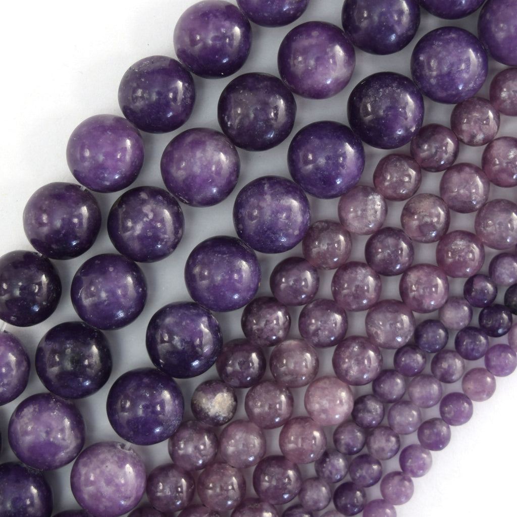 Natural Purple Lepidolite Round Beads Gemstone 15" Strand 4mm 6mm 8mm 10mm S1