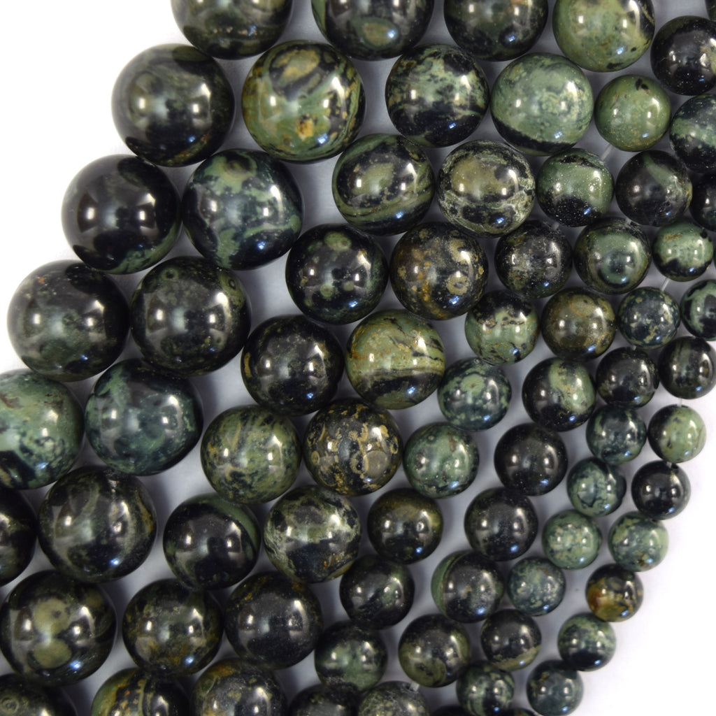 Natural Green Kambaba Jasper Round Beads Gemstone 15" Strand 6mm 8mm 10mm 12mm