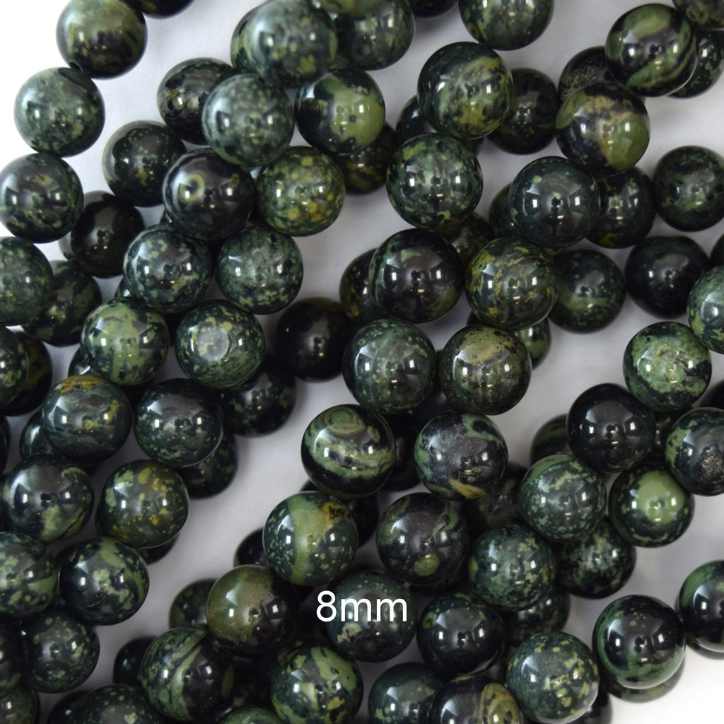Natural Green Kambaba Jasper Round Beads Gemstone 15" Strand 6mm 8mm 10mm 12mm
