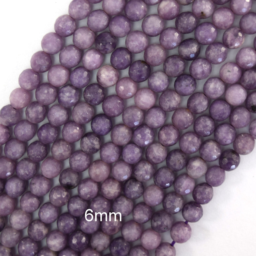 Natural Faceted Purple Lepidolite Round Beads Gemstone 15" 4mm 6mm 8mm 10mm