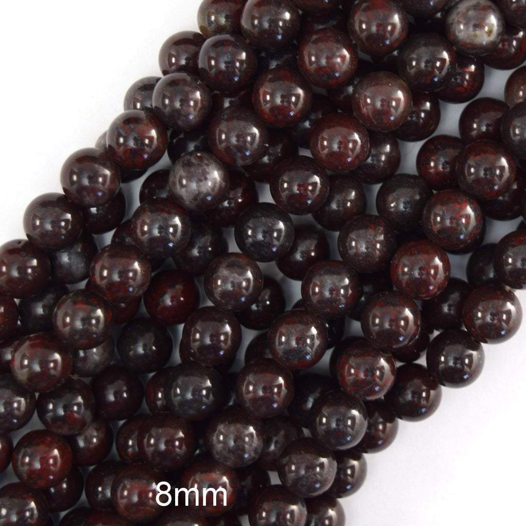 Natural Dark Poppy Jasper Round Beads Gemstone 15" Strand 4mm 6mm 8mm 10mm 12mm