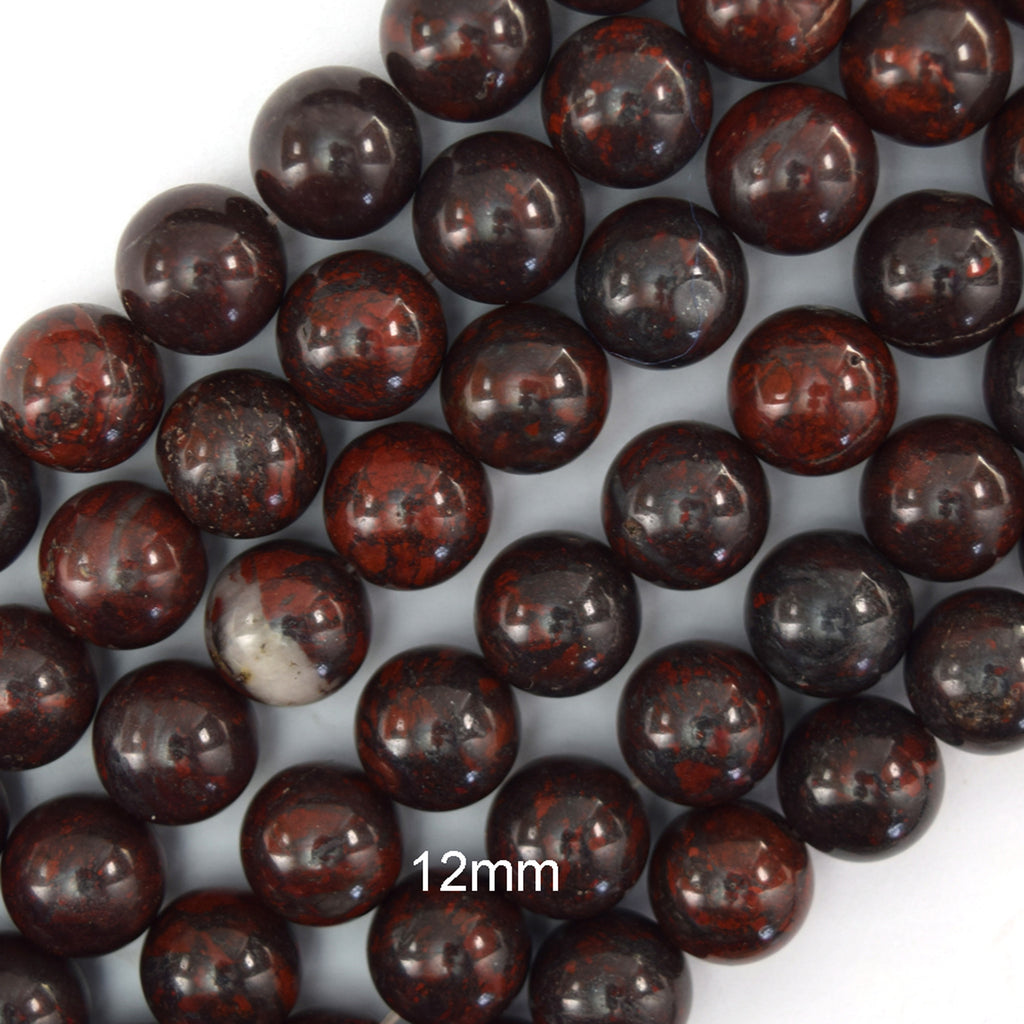 Natural Dark Poppy Jasper Round Beads Gemstone 15" Strand 4mm 6mm 8mm 10mm 12mm
