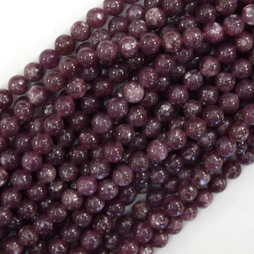 AA Natural Purple Lepidolite Round Beads 15.5" Strand 4mm 6mm 8mm S3