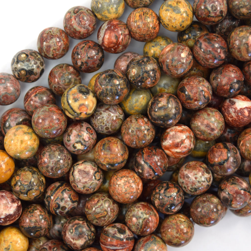 Natural Red Leopard Skin Jasper Round Beads 15" Strand Map 6mm 8mm 10mm