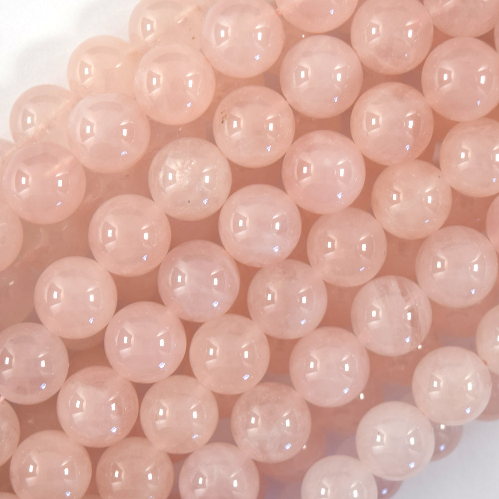 AA Natural Madagascar Pink Rose Quartz Round Beads 15.5" Strand 8mm 10mm S2