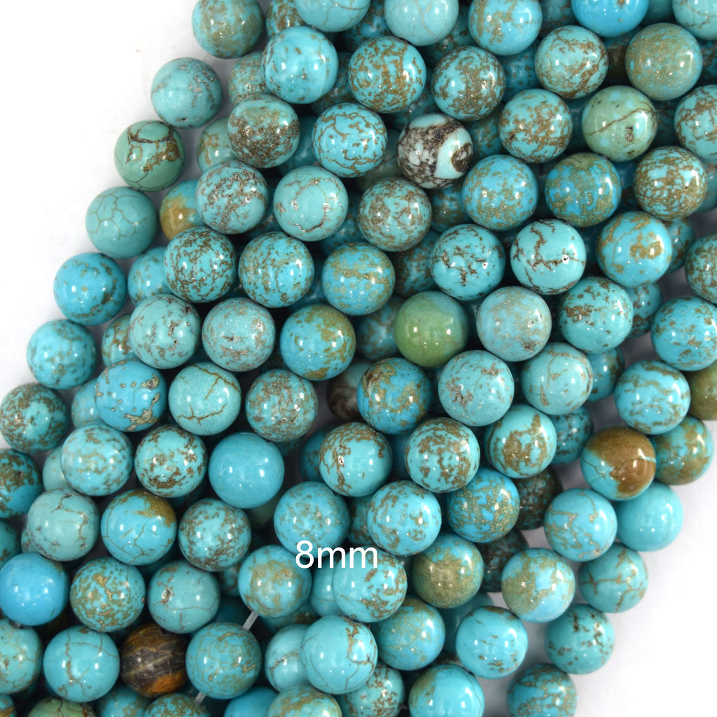 Blue Turquoise Round Beads 15.5" Strand 2mm 4mm 6mm 8mm 10mm 12mm Brown Matrix