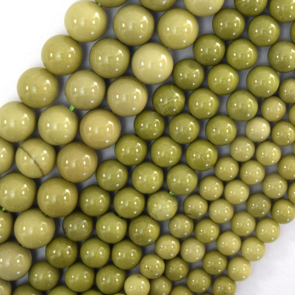 Natural African Matcha Green Jasper Round Beads 15" Strand 4mm 6mm 8mm 10mm