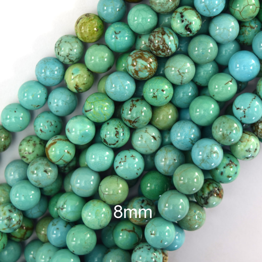 Greenish Blue Turquoise Round Beads Gemstone 15" Strand 6mm 8mm 10mm
