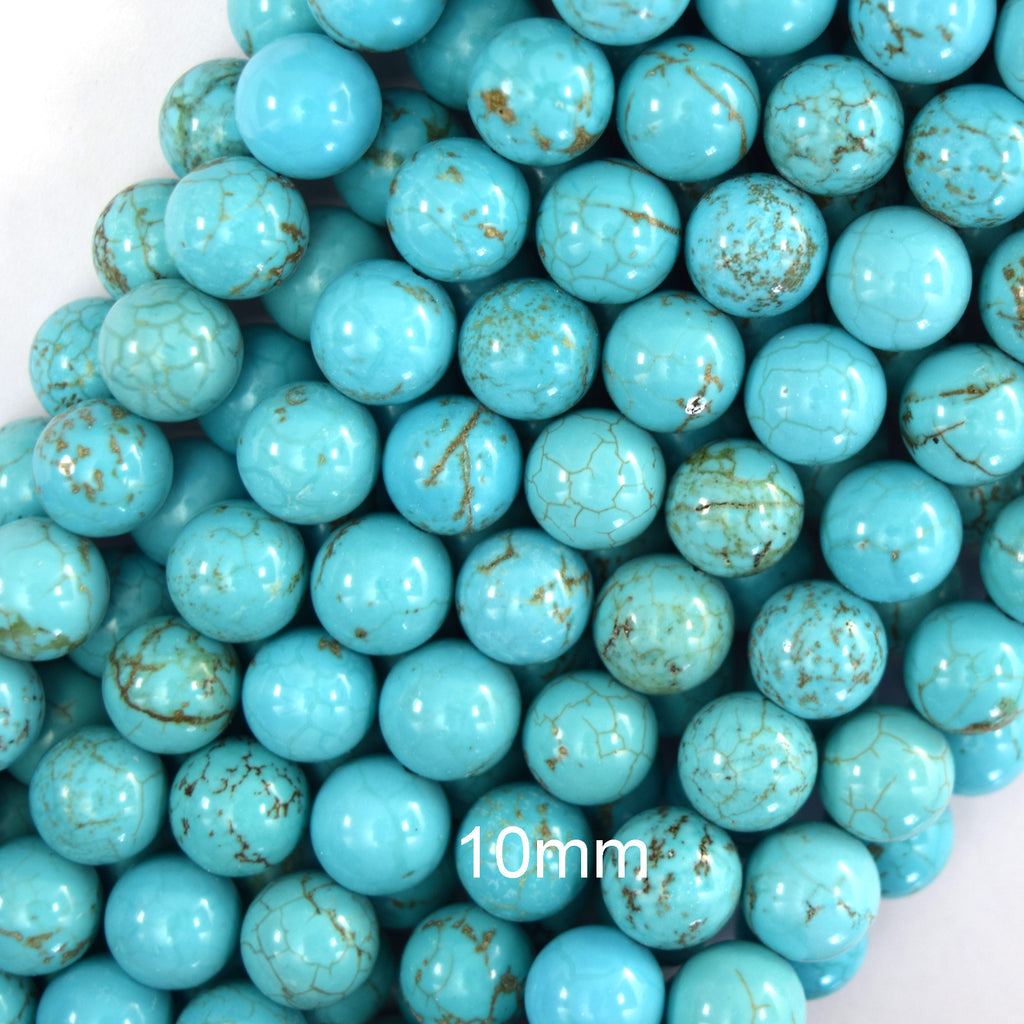 Blue Turquoise Round Beads Gemstone 15" Strand 2mm 4mm 6mm 8mm 10mm 12mm S2