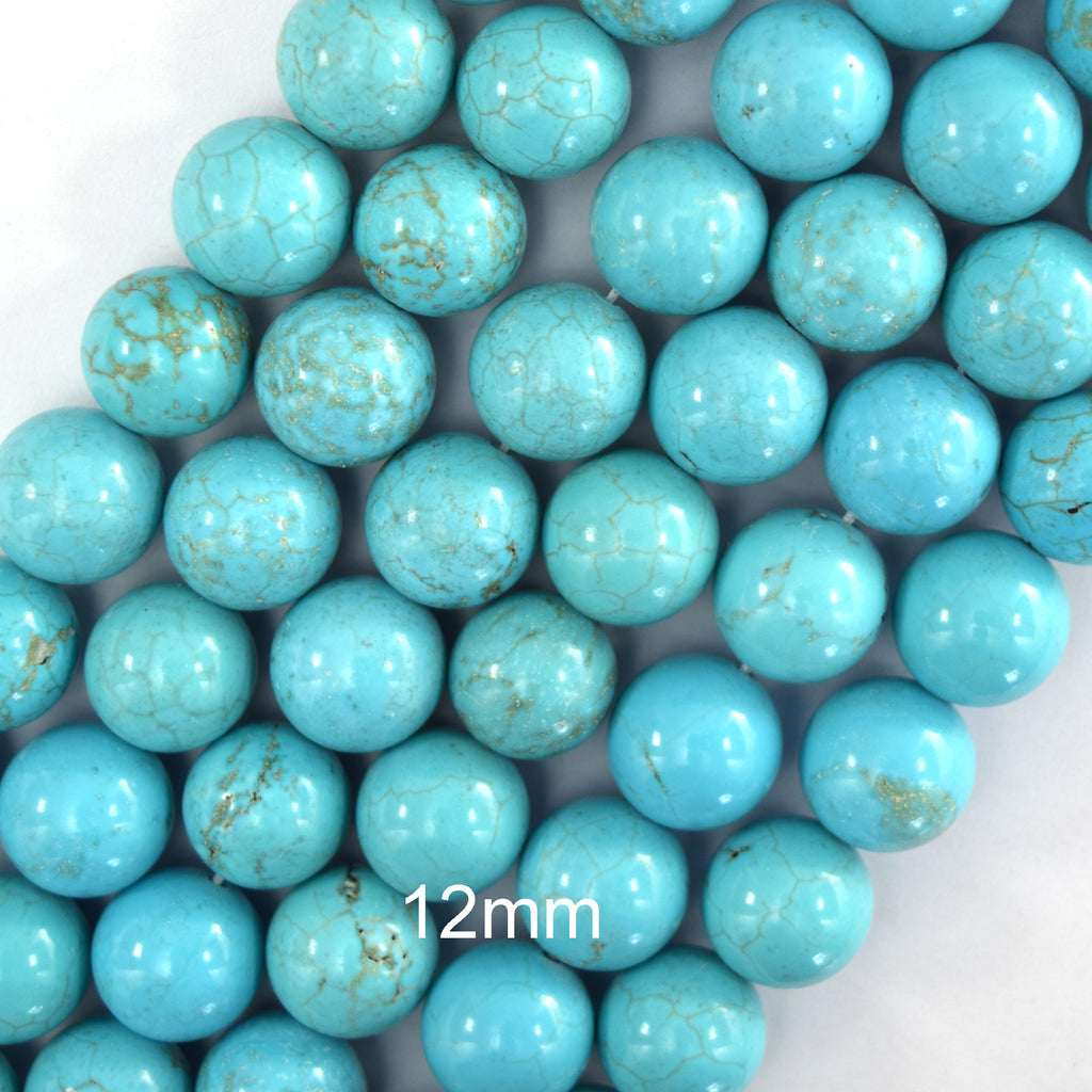 Blue Turquoise Round Beads Gemstone 15" Strand 2mm 4mm 6mm 8mm 10mm 12mm S2